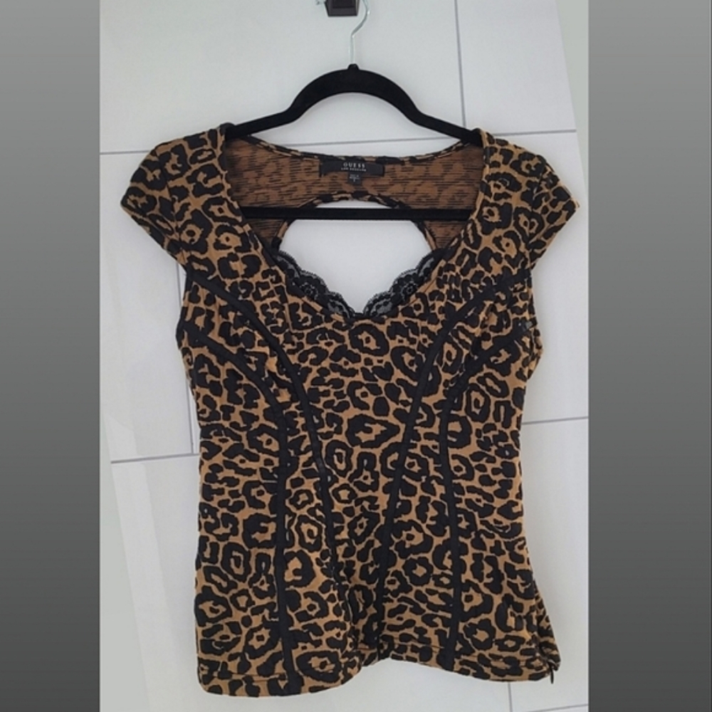 GUESS Leopard Print Bustier Top